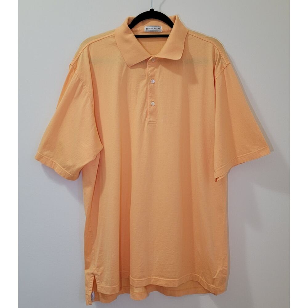 Peter Millar Men's Orange Short Sleeve Polo Shirt‎ Size Large